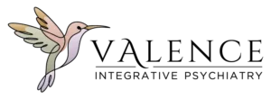 Valence Integrative Psychiatry logo with hummingbird icon