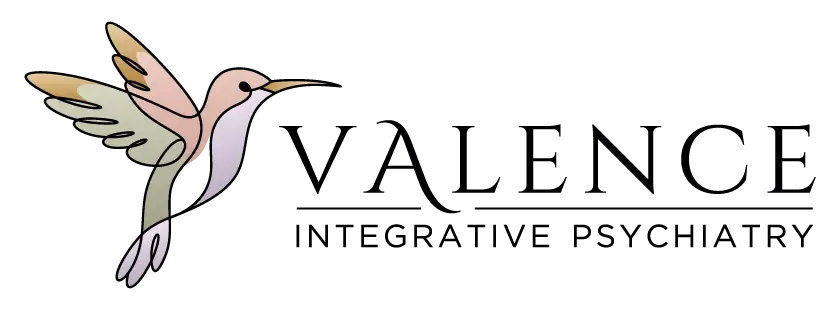 Valence Integrative Psychiatry logo with hummingbird icon