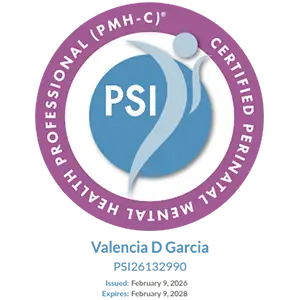 Certified Perinatal Mental Health Professional (PMH-C) badge for Valencia D Garcia